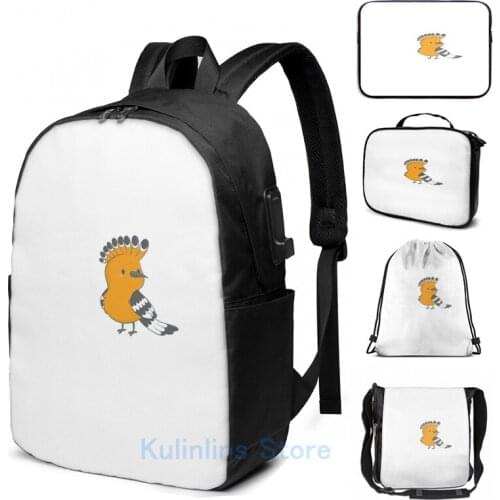 Funny Graphic print bird sticker pack USB Charge Backpack men School bags Women bag Travel laptop bag