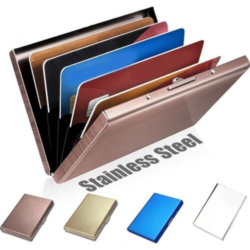 Stainless Steel Bank Credit Card Holder For Men Anti Case Travel Cardholder Protect ID Men Wallet Metal Z1V0