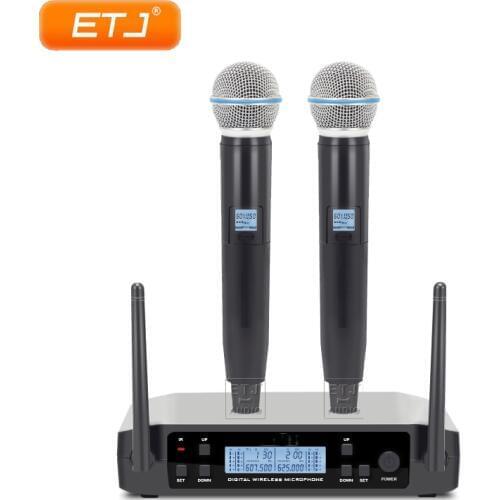 ETJ Brand UHF Dual Wireless Microphone System GLXD24/BETA58 GLXD4 GLXD2 MIC For Church Stage More Channel Than SLX24 PGX24