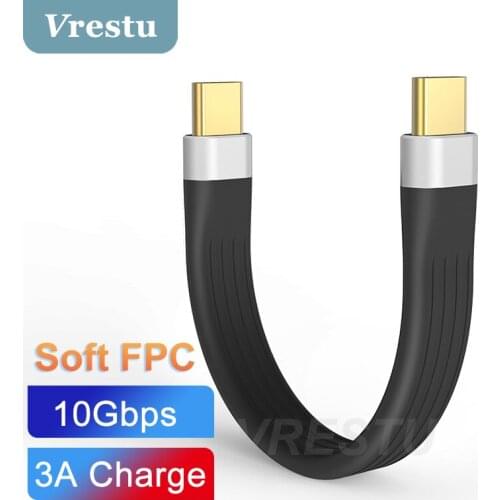 USB 3.1 Gen2 Type C Cable 10Gbps USB-C Data Soft Premium FPC Kabel for Macbook Pro 3A FCP QC3.0 USB-C Fast Charging Charge Wire