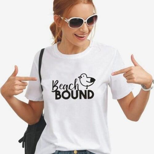 Funny Tee Shirt Femme Summer Short Sleeve Beach Bound Bird Women Tshirt Cotton Casual Harajuku T Shirt Women Tops Camiseta Mujer