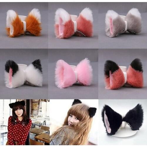 Cat Ears Hairpins Cute Furry Hair Clips Fluffy Animal Plush Barrette Women Girls Party Headwear Costume Accessories 2021 New