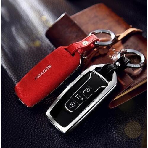 Suede Fur Zinc alloy Car Key Case Cover ForVW Volkswagen Touareg 2019 smart shell Accessories Keychain Holder Keyring durable
