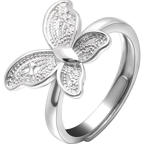 2019 Cute Adjustable Butterfly Wings Female Rings For Women Silver Color Jewelry Girls Wedding Bands Fashion Party Rings Bijoux