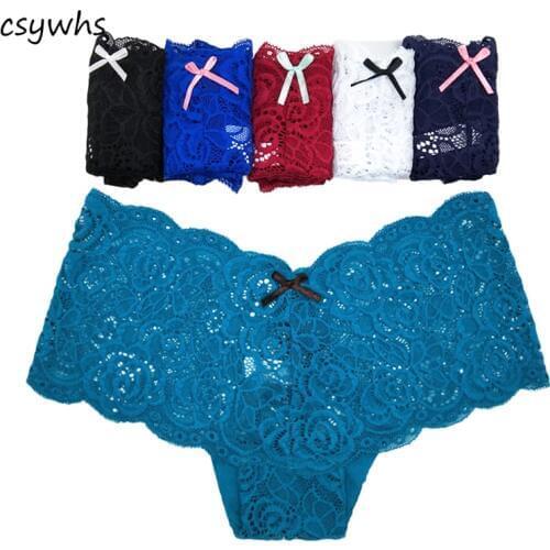 CSYWHS 4pcs Lot Transparent Lace Panties Womens Sexy lace Briefs Underwear for Girls Panty Lingerie Intimates M-XXL