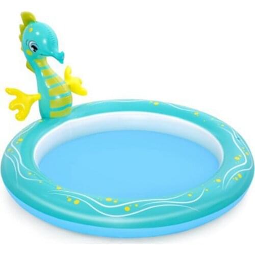 1.88mx1.60mx86cm Kids Yard Garden Lawn Play Summer Inflatable Seahorse Spray Water Splash Small Pool with Slide