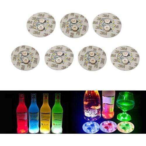 10Pcs/lot Super bright 6 LED Bar Coaster Bottle Light Sticker Glorifier Flash Light Up Cups Mat Coaster For Clubs Bars Party