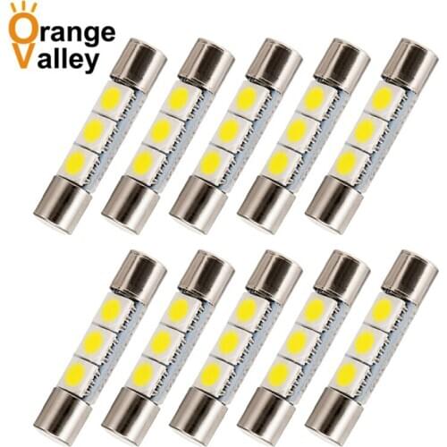 10Pcs High Quality 29mm 3 SMD 5050 LED Car Auto C5W Interior Dome Festoon Vanity Mirror Sun Visor Lights Bulb Lamp DC12V