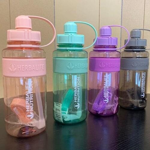 1000ml Herbalife Nutrition Food grade Plastic sports drink straw water bottle with lid scale mark