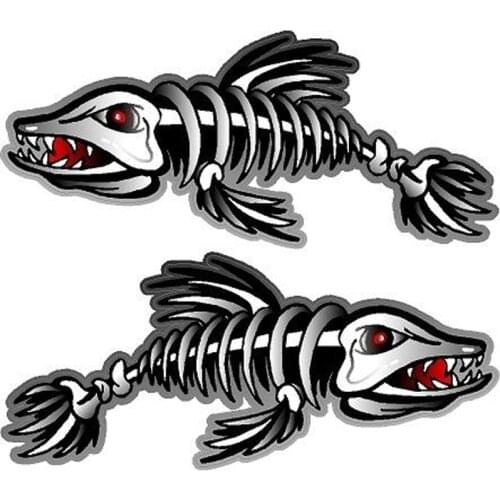 Hot 2 X Reflective Car Stickers Zombie Fishing Art Series Motorcycle Parts Waterproof Sunscreen Accessories PVC Decal,17cm*7cm