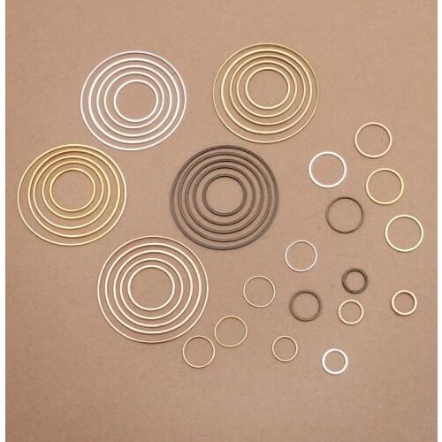 200pcs 6-8-12-14-15-16-18-20mm Metal Ring Copper Round Circle Connectors For Earring Necklace Accessories