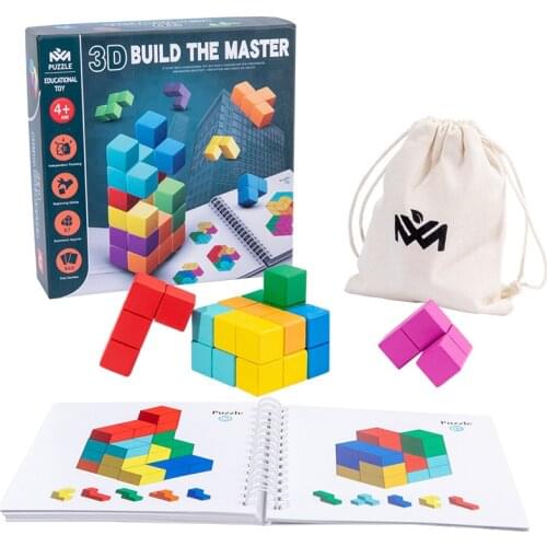 3D Wooden Cube Space Logical Thinking Training Building Blocks Parent-child Board Game Montessori Teaching Aids Toy Gift