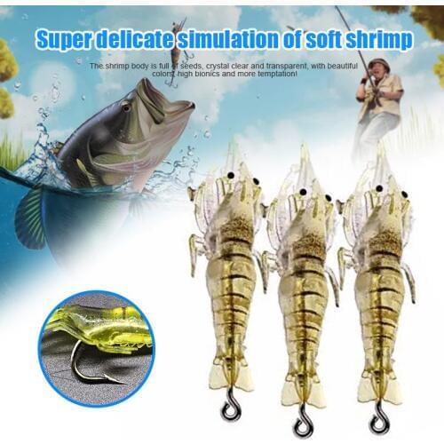 6 Pcs 4cm Road Soft Shrimp Bait Luminous Shrimp Fishing Lure Hook Fishing Tackle Fake Lure XR-Hot