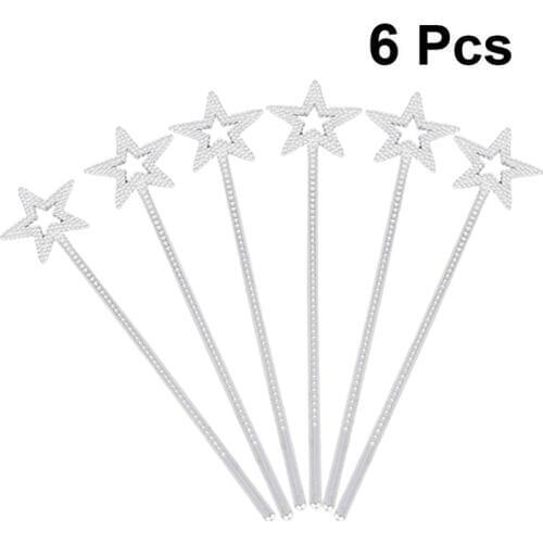 6pcs Princess Wands Plastic Princess Accessories Christmas Party Gift Festival Birthday Gifts Fairy Wand for Cosplay Wedding