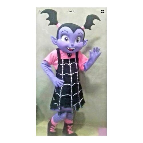 ADS Vampire Girl Vee Mascot Purple Girl Vampire Costume Halloween Party Fancy Dress Outdoor Party Outfit Adult Size