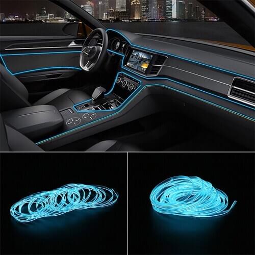 5m car interior accessories atmosphere lamp EL cold light line with USB DIY Decorative Dash board Console Auto LED Ambient Light