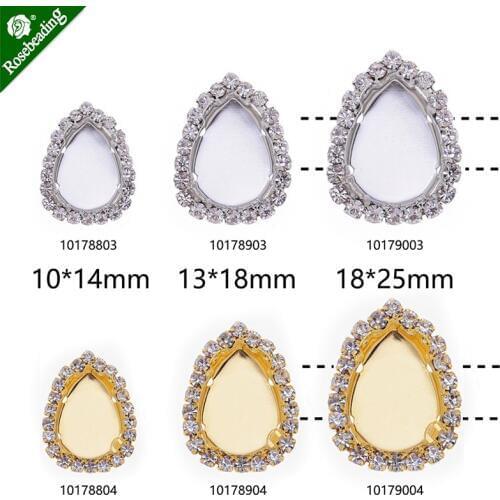 Rhinestones Claw Chain base Cameo Cabochon Base Setting fit Teardrop Shape Gemstone,sold 20pcs/lot