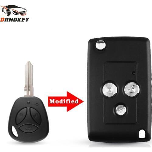 Dandkey 3 Button Modify Flip Folding Remote Car Key Replacement Case Fob Shell For Lada Kalina Granta Priora Car Accessories