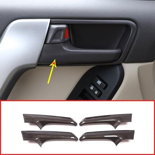 Black Wood Grain Car ABS Interior Door Handle Trim For Toyota Land Cruiser Prado FJ150 150 2010-2018 4pcs