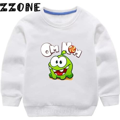 Children Hoodies Hot Game Cut The Rope Om Nom Frog Cartoon Kids Sweatshirts Funny Baby Pullover Tops Girls Boys Clothes,KYT5410