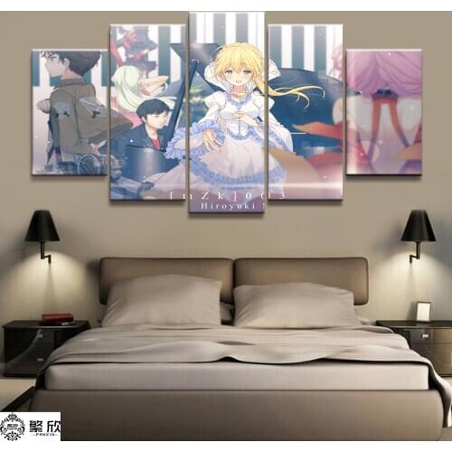 Home Decor Modular Canvas Picture 5 Piece Crossover Attack on Titan Animation Poster Wall For Home Canvas Painting Wholesale