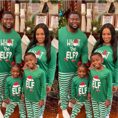 European and American Christmas print round collar long sleeve fashion casual parent-child pajamas se