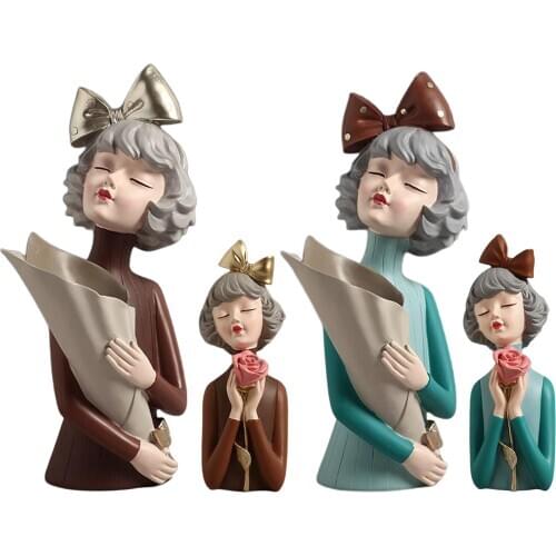 Resin Figurine Dried Flower Holder Vase Decoration Anti-slip Ornaments