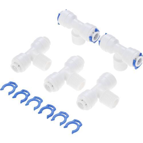 5Pcs Water Filter Quick Fittings 1/4" OD Hose To 1/4" BSP Male Plastic Pipe Quick Connector for Reverse Osmosis RO Water System