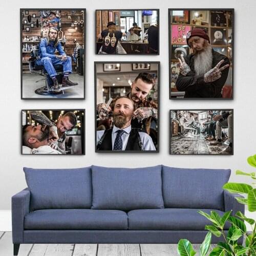 Barber Shop Canvas Painting Wall Art Nordic Posters And Prints Wall Pictures For Living Kids Room Decoration