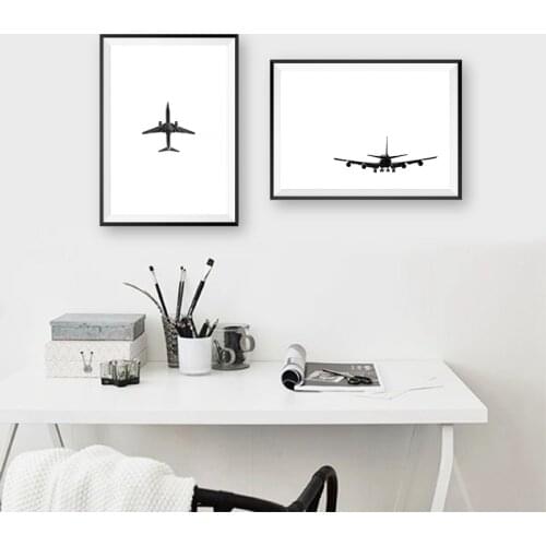Airplane Canvas Painting Black White Posters And Prints Scandinavian Wall Art Pictures For Living Room Home Decor