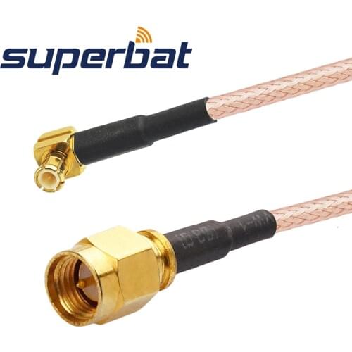 Superbat MCX Male Right Angle to SMA Male Plug Straight Pigtail Cable RG316 RF Coaxial Cable for Wireless