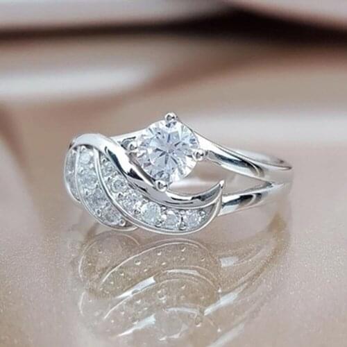 Cute Female Small Round Crystal Stone Ring Vintage Silver Color Wedding Jewelry Promise Crystal Engagement Rings For Women