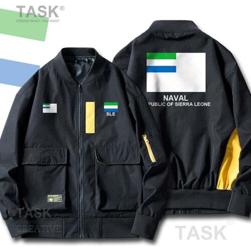 Bomber Military Biker Jacket Navy Sierra Leone Leonean SL SLE Mens Bomber Zipper Jacket Motorcycle Fashion Coats Spring Autumn