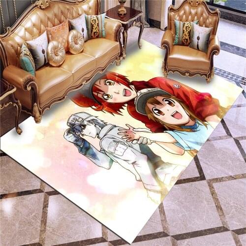 Cartoon Cells At Work Carpet Bedroom Apartment Dormitory Home Decoration Short Plush Anti Slip Floor Mat Soft Edge Doormat