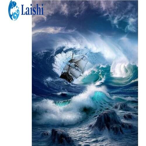 20x25cm5D DIY Diamond Painting Sailing in the wind and waves Full Square/Round Drill Diamond Embroidery Cross Stitch Rhinestone