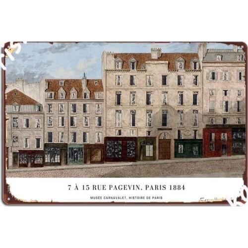 15 Rue Pagevin Paris 1884 Poster Metal Plaque Cinema Wall Decor Wall Cave Funny Tin Sign Poster