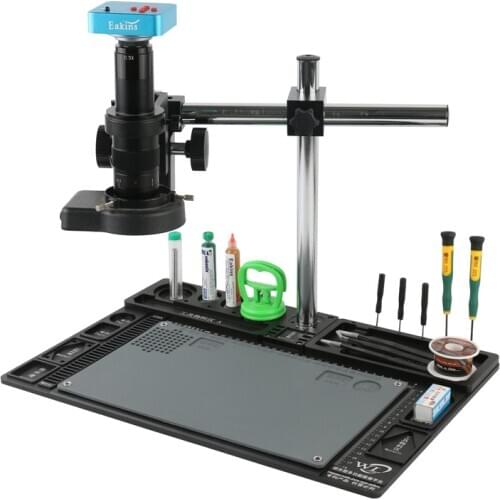 Aluminum Alloy Table Workbench 2K 38MP HDMI USB Electronic Digital Video Microscope Camera Kit For Industrial Soldering Repair