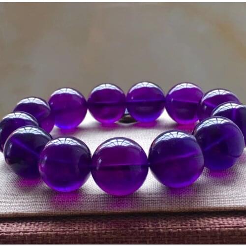 Genuine Natural Amethyst Quartz Purple Gemstone Round Beads Bracelet Woman 17mm 18mm 19mm 20mm Beads Crystal Birthday Gift AAAAA