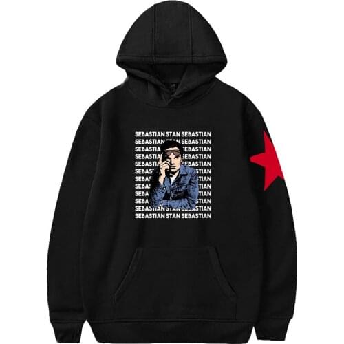 Sebastian Stan Print Autumn and Winter Holiday Men/Women Pure Cotton Fleece Hooded Novelty Sweet Streetwear Casual Style