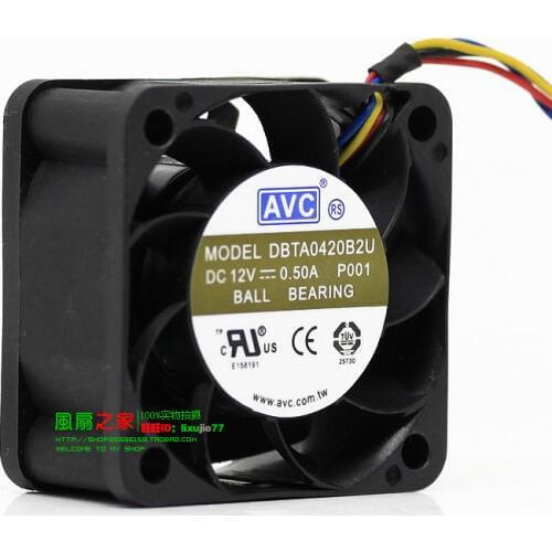 NEW AVC DBTA0420B2U double ball bearing 4020 high air volume 4CM 4lines PWM cooling fan