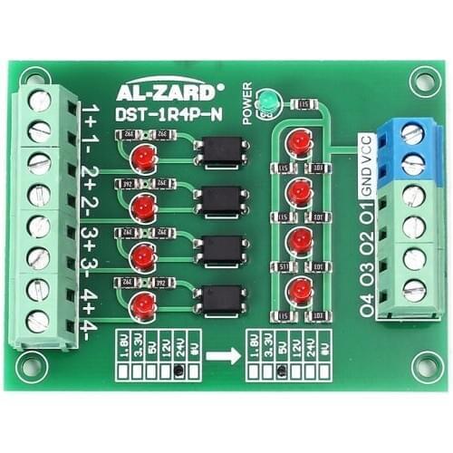 Optocoupler Isolation Board Voltage Converter 4 Channel Isolated Module PLC Signal Level Board 3.3V 5V 12V 24V Mutual Conversion