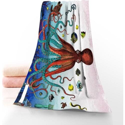 Octopus Towel Printed Cotton Face/Bath Towels Microfiber Fabric For Kids Men Women Shower Towels 70X140cm