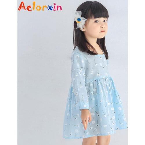 Aelorxin Cute Princess Dress Flax Long Sleeve Clothing Baby Girl Cute Pink Floral Print Spring Fall 2017 New Tutu Vestidos