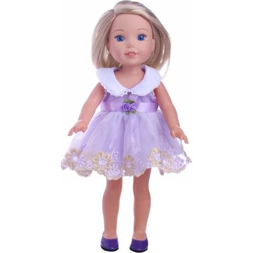Purple Round Neck Princess Dress Fashion Suitable 14.5 Inch Wellies Wishers Doll ,Doll Clothes Accessories,Gifts For Girl