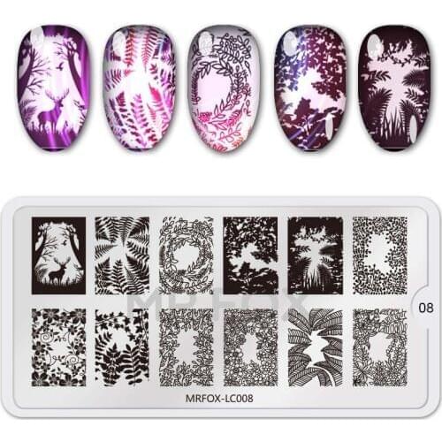 6.5*12.5CM Forest Animal Butterfly Design Rectangle Nail Stamping Template Manicure Nail Art Stamp Image Plate