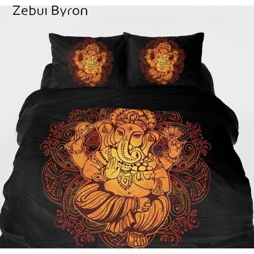 3D Bedding sets luxury,bed Set King/Queen/Custom Size,duvet cover set Black gold Ganesh Puja,Blanket/Quilt Cover Set,Drop Ship