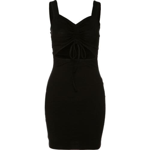 Spring 2021 New Halter Belt V-neck Back Sexy Hollow Slim Dress Skirt Wrap Hips