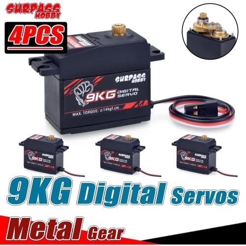 SURPASS HOBBY 4PCS 9KG Digital Servos Metal Gear Servo for 1/8 1/10 Scale RC Car Helicopter Boat Plane RC Airplane Robot