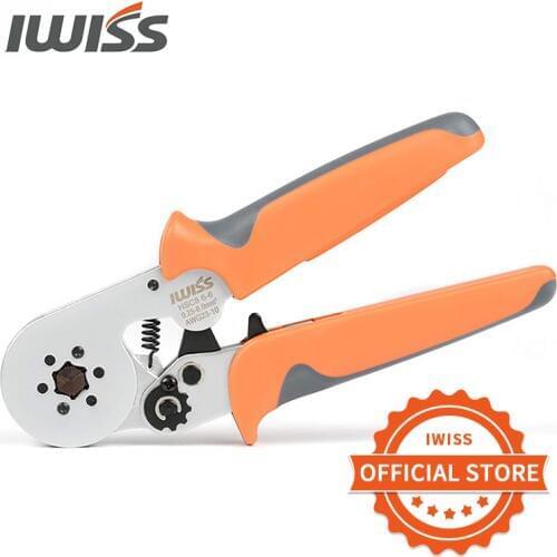 IWISS Hexagonal Crimper Plier HSC8 6-6A Self-adjustable Crimping Tools Used for AWG 23-10 (0.25-6.0mm2) Cable end-sleeves