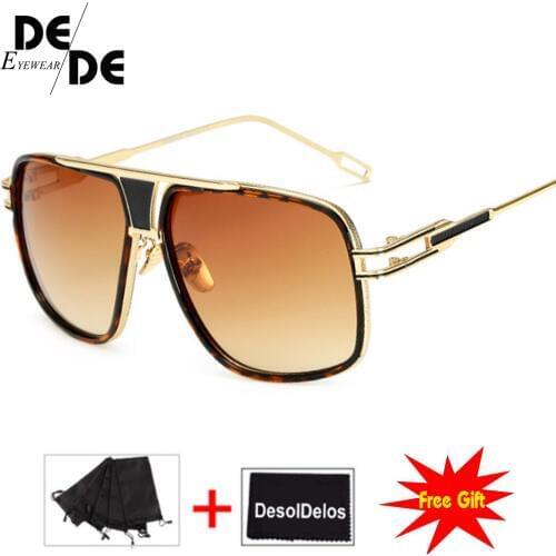 Square Pilot Sunglasses Men Driving 2019 Male Luxury Brand Sun Glasses For Men Metal Designer Cool Shades MIRROR retro